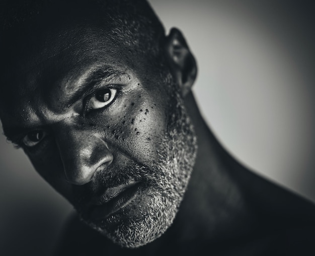 close-up portrait of angry man