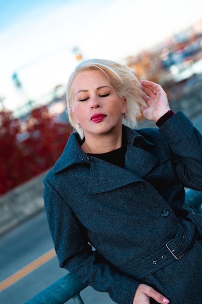 Close up portrait of an attractive blonde woman