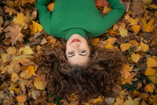 Close up portrait attractive cute lovely girl wearing warm comfy pullover