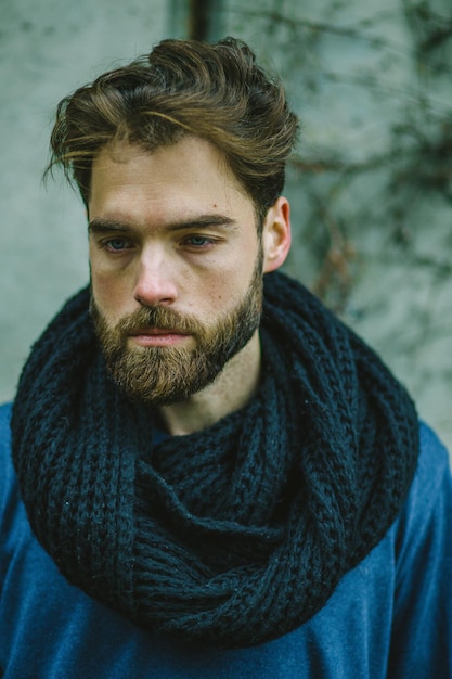 close-up portrait of bearded man