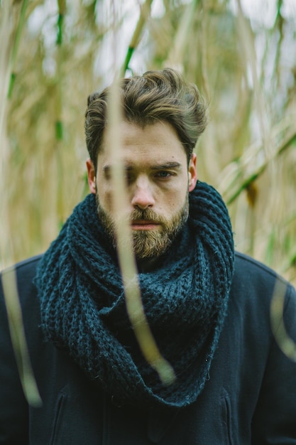 close-up portrait of bearded man