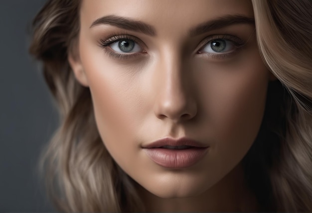 close up portrait of beautiful blonde woman with natural makeup close up portrait of beautiful blond