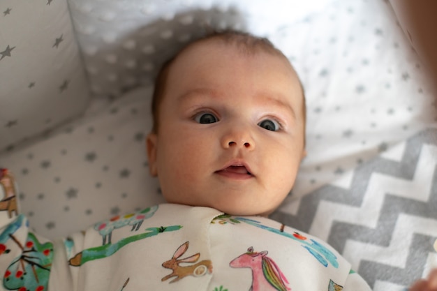 Close up portrait of a beautiful little baby girl