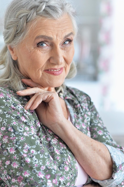 Close up portrait of beautiful senior woman