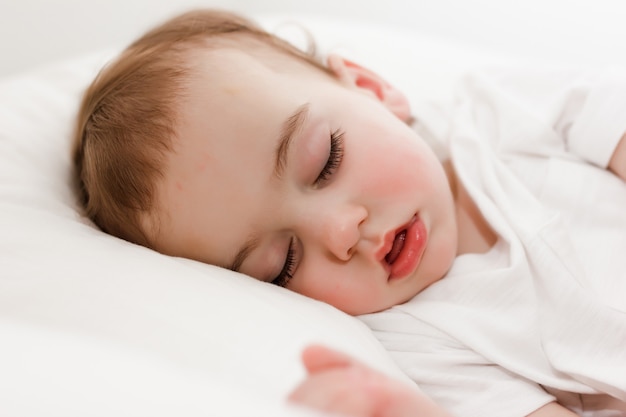 close-up portrait of a beautiful sleeping baby