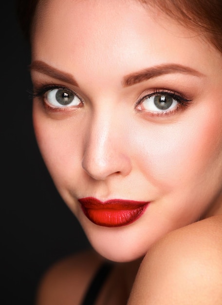 Close up portrait of beautiful young woman face