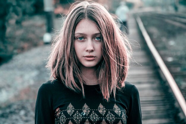 Close-up portrait of beautiful young woman