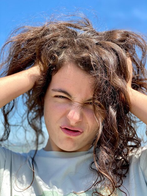 Close-up portrait of beautiful young woman