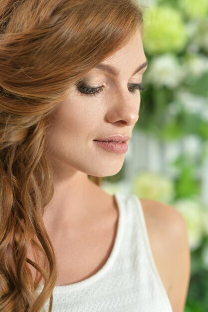 Close up portrait of beautiful young woman