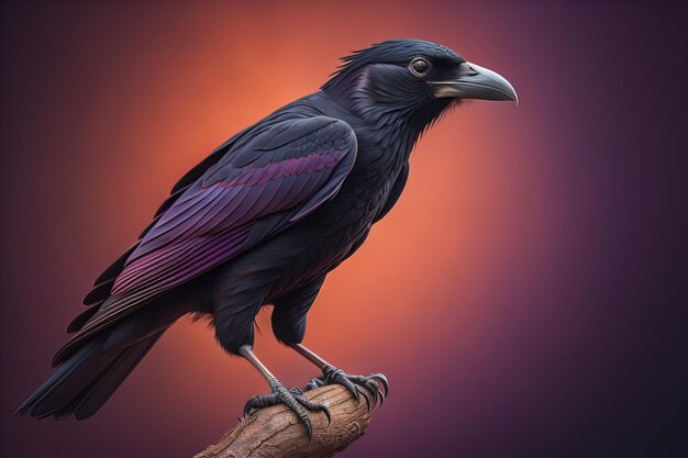 Close up portrait of a black raven Corvus corax ai generative