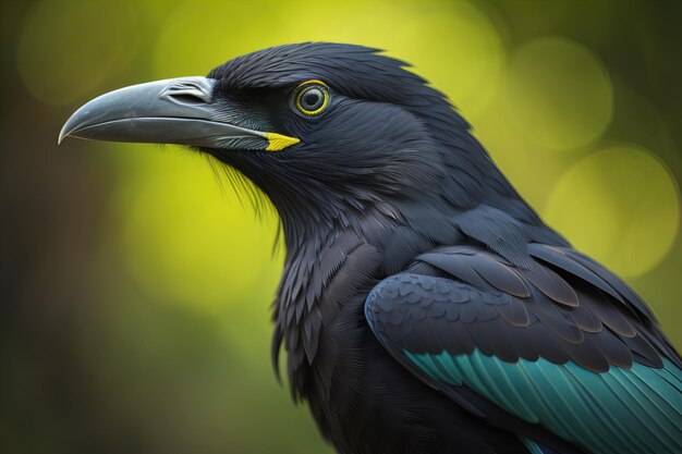 Close up portrait of a black raven Corvus corax ai generative