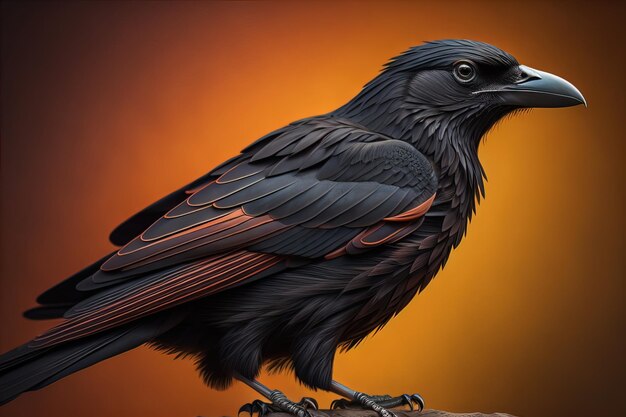 Close up portrait of a black raven Corvus corax ai generative