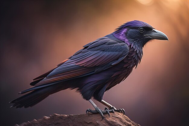 Close up portrait of a black raven Corvus corax ai generative