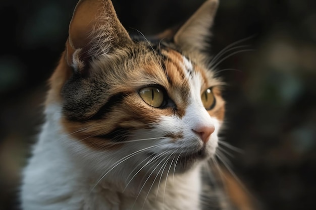 Крупным планом портрет кошки Генеративный ИИ