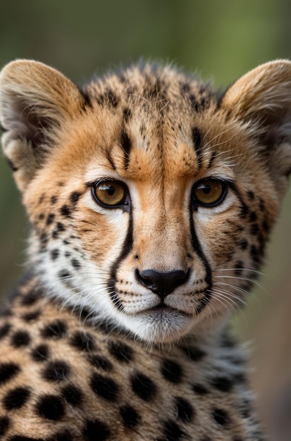 Photo close up portrait of cheetah cub