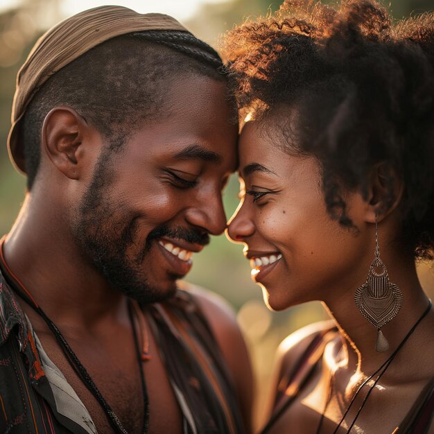 Close up portrait on couple together