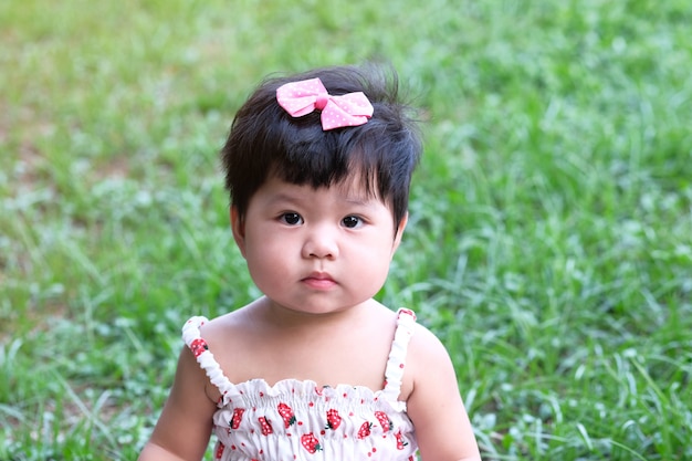 Close-up portrait of a cute asian baby girl.