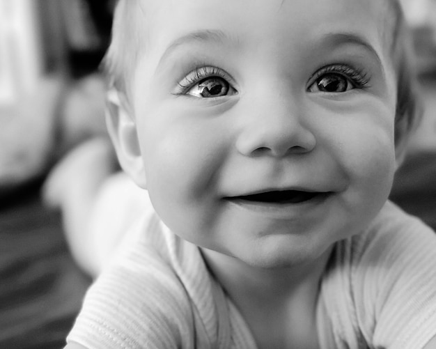Photo close-up portrait of cute baby boy
