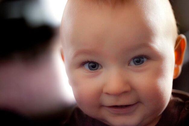 Photo close-up portrait of cute baby boy