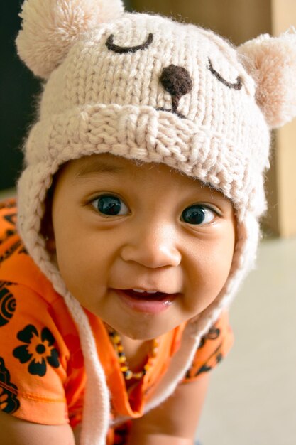 Photo close-up portrait of cute baby girl