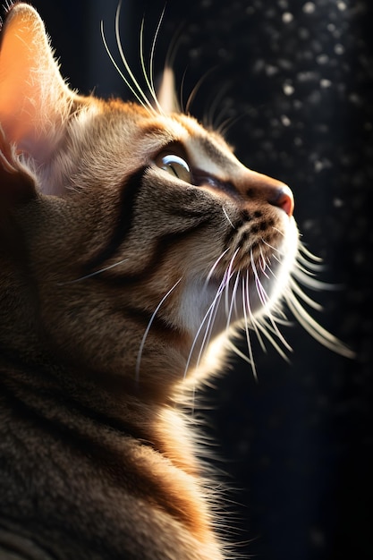 美しい目をしたかわいい猫の肖像画を接写します。 AI が生成