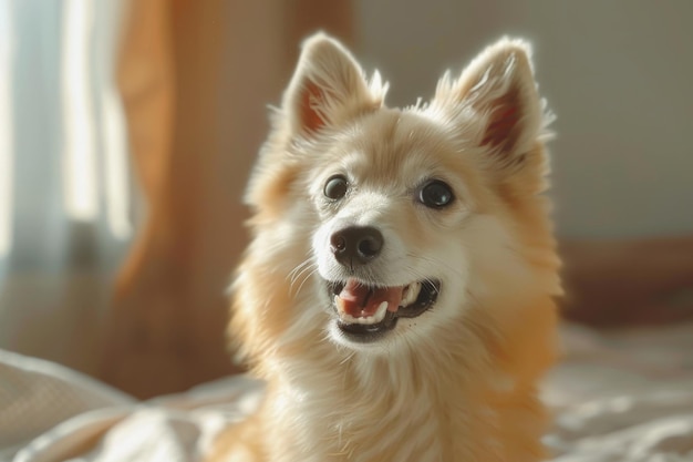 close up of portrait of cute funny crazy dog pet