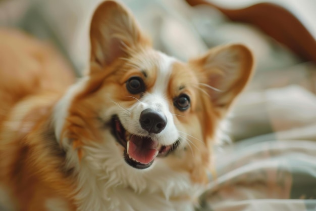 close up of portrait of cute funny crazy dog pet