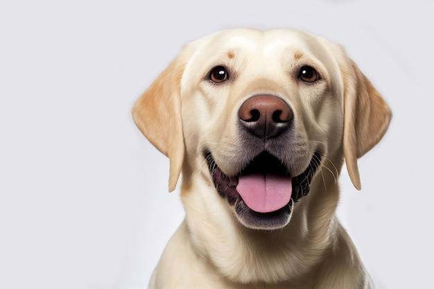 孤立した白い背景に笑みを浮かべて肖像画かわいい面白いグレー犬を閉じます。美しい犬の写真