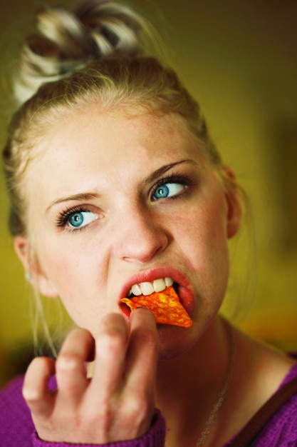 Photo close-up portrait of cute girl