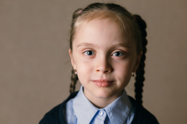 Photo close up portrait cute girl