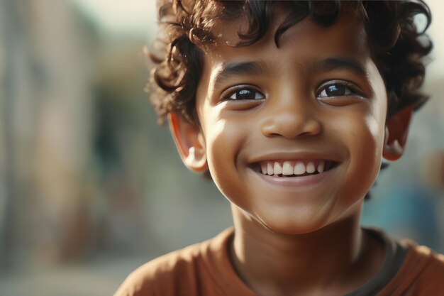 close up portrait of cute little african boy with curly hair smiling at camera original photoset cl