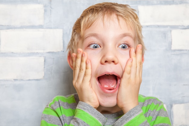 Close up portrait of cute little boy