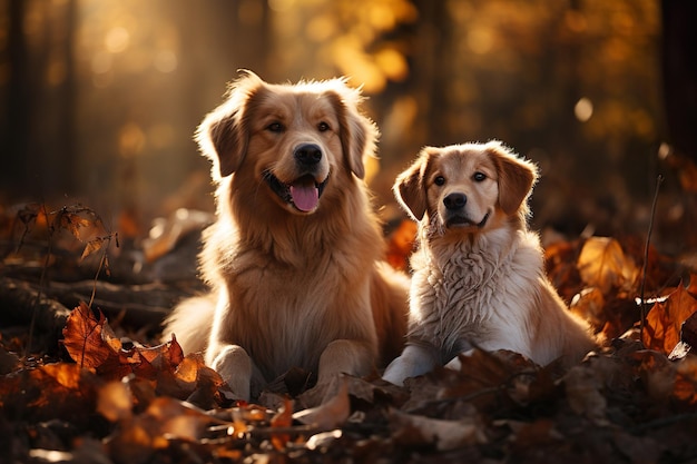 Photo close up portrait of dog hovawart fawn breed in nature