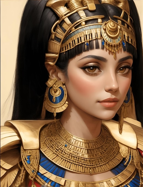 Close Up Portrait Of Egyptian Pharaoh Queen Cleopatra