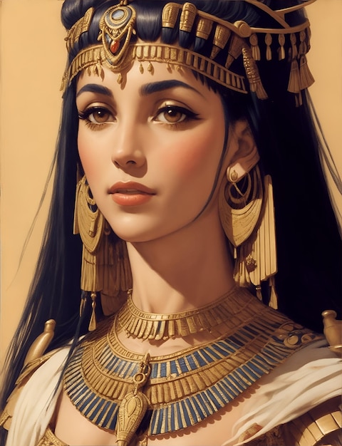 Close Up Portrait Of Egyptian Pharaoh Queen Cleopatra