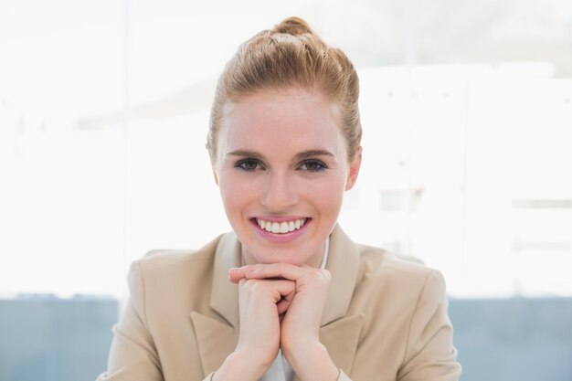 Close up portrait of elegant businesswoman smiling