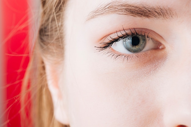 Close up portrait of eyes of woman