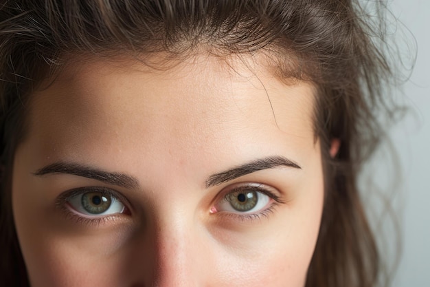 Close up portrait face of young woman with clean skin and beautiful eyes Girl looking at camera