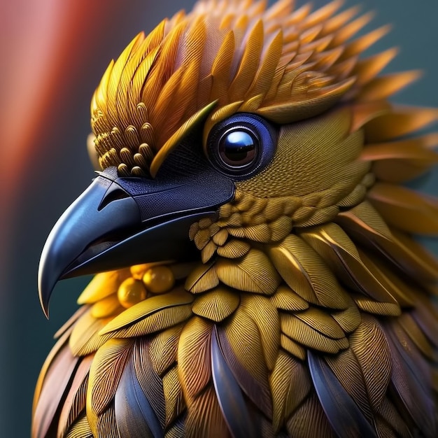 Close up portrait fantasy bird Generative AI