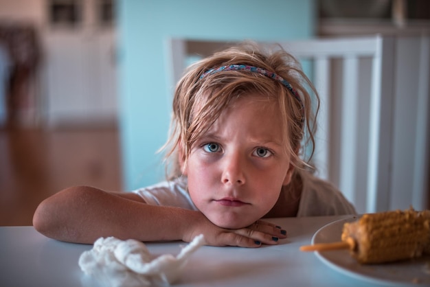 close-up portrait of girl at home