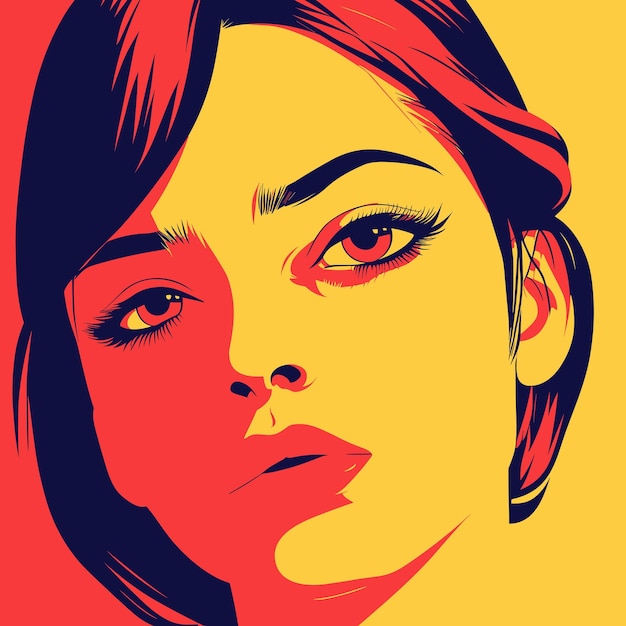 Close up portrait of girl in vector style