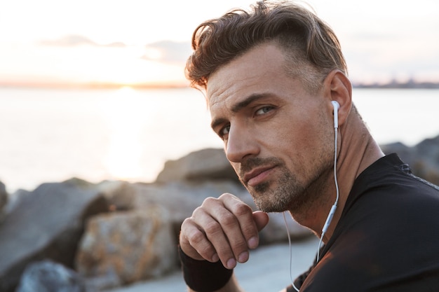 Close up portrait of a handsome sportsman