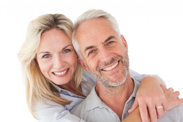 Close up portrait of happy mature couple