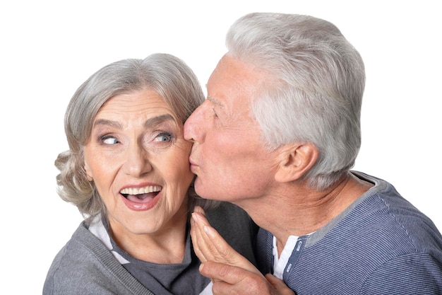 Close up portrait of happy senior couple