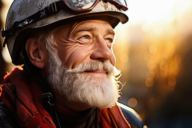 Close up portrait of happy senior man wearing sunglasses fashion