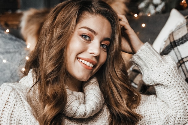 Close up portrait of happy woman.