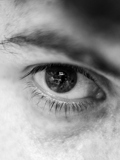 Photo close-up portrait of human eye