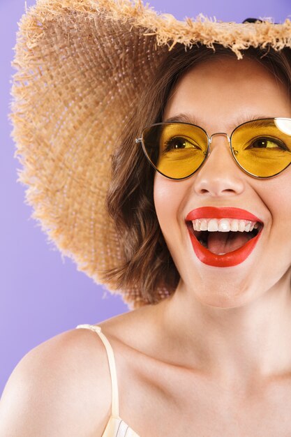 Close up portrait of a laughing young woman