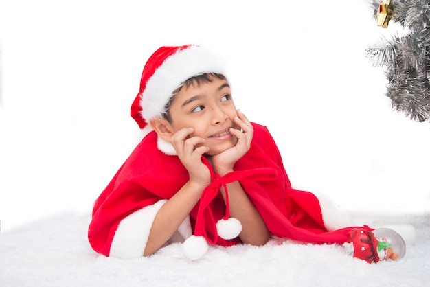 Close up portrait of Little boy  smiling on christmas celebration time with smiling