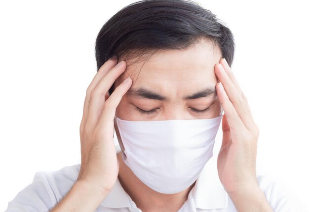 close-up portrait of a man covering face